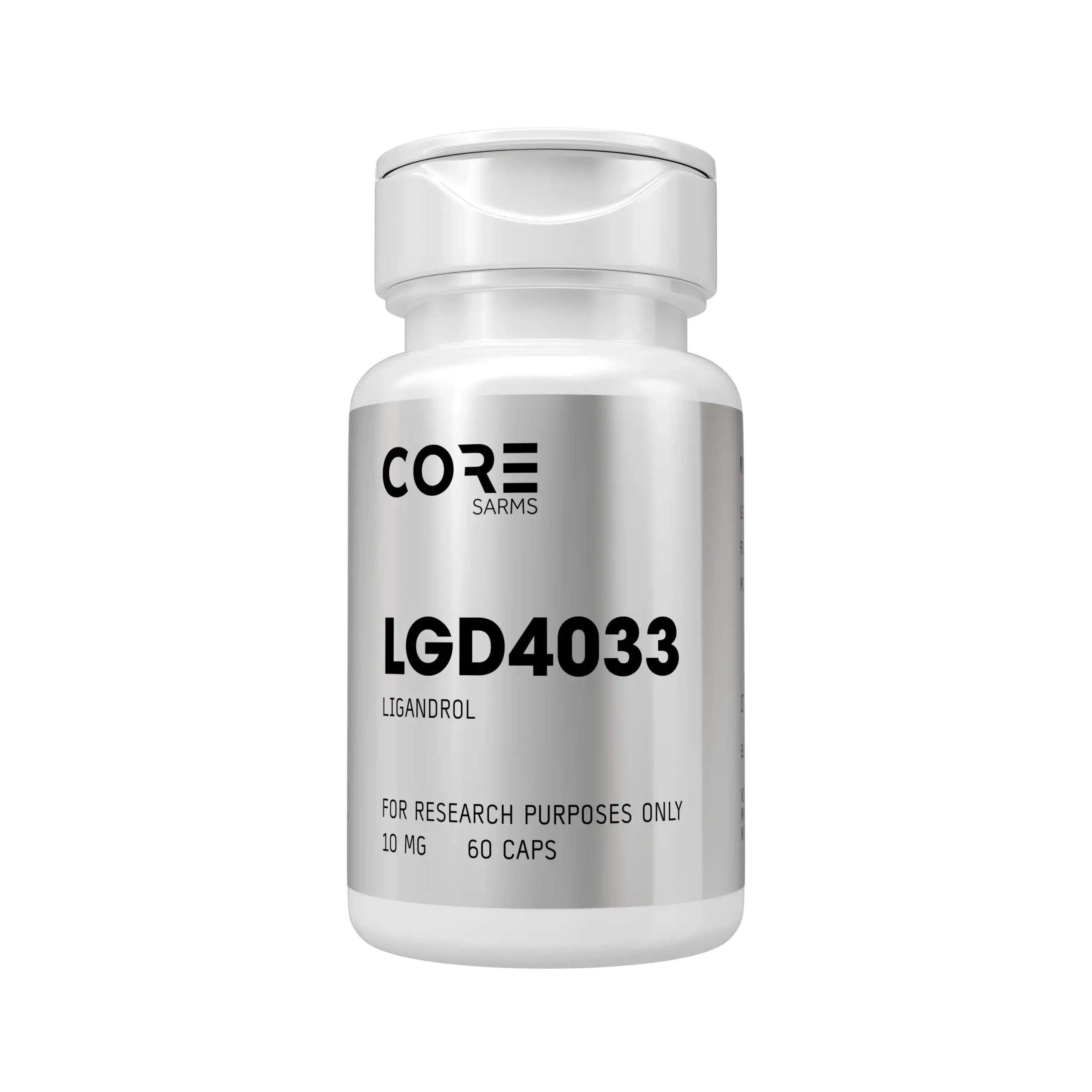 Single bottle of CORE SARMS LGD4033 Ligandrol, 10mg, 60 capsules