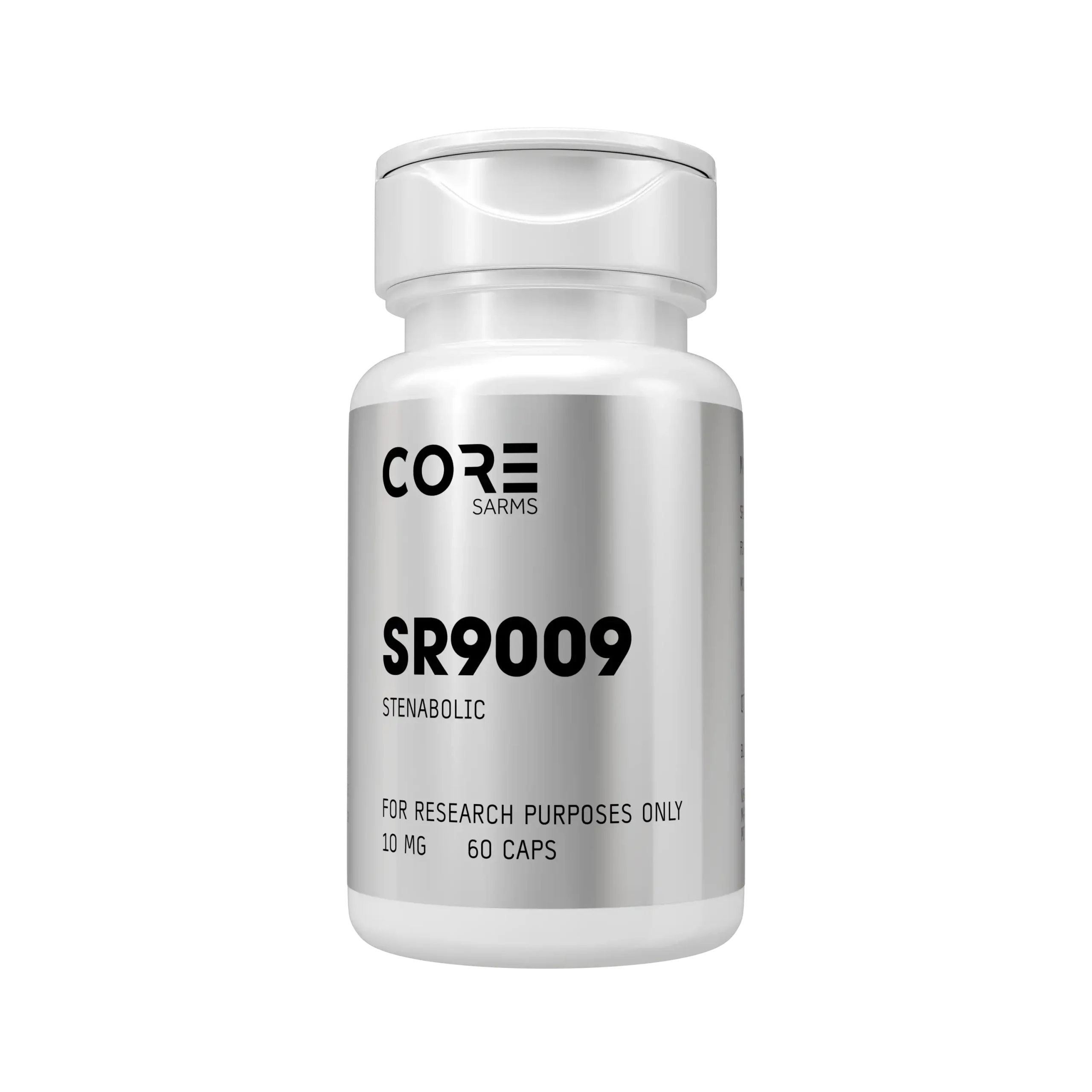 Single bottle of CORE SARMS SR9009 Stenabolic, 10mg, 60 capsules